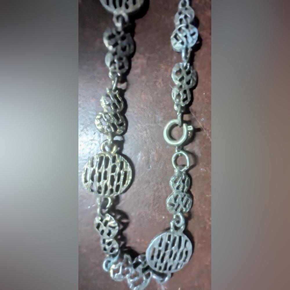 Vintage Filigree Disc Link 38” Chain Necklace